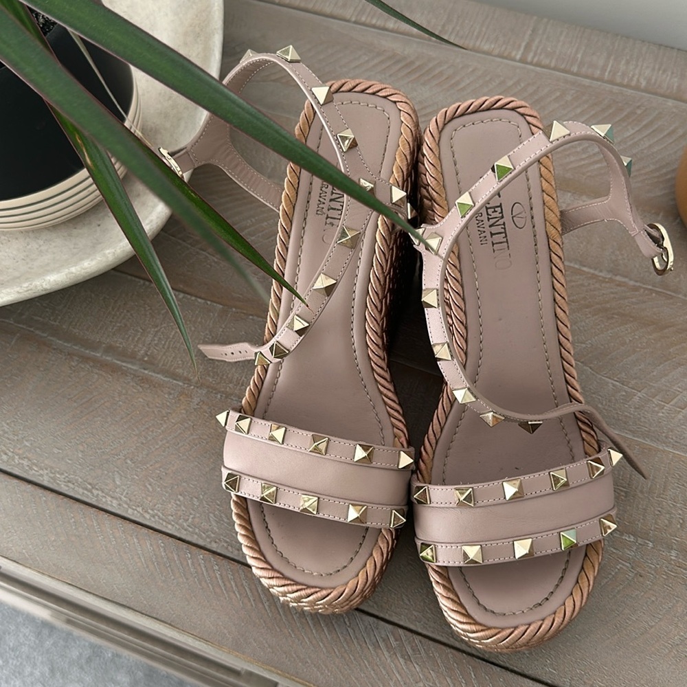 Valentino Garavani Rockstud Wedge Espadrills